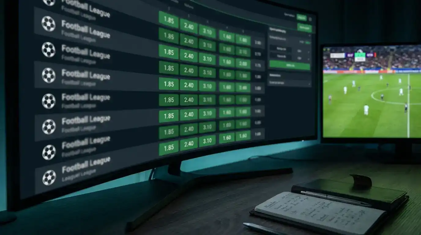 Pantalla de plataforma de apuestas mostrando cuotas y mercados disponibles para un partido de la Bundesliga