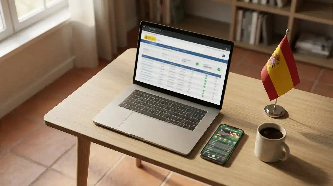 Pantalla de ordenador mostrando el registro de operadores autorizados de la DGOJ para apuestas deportivas en España